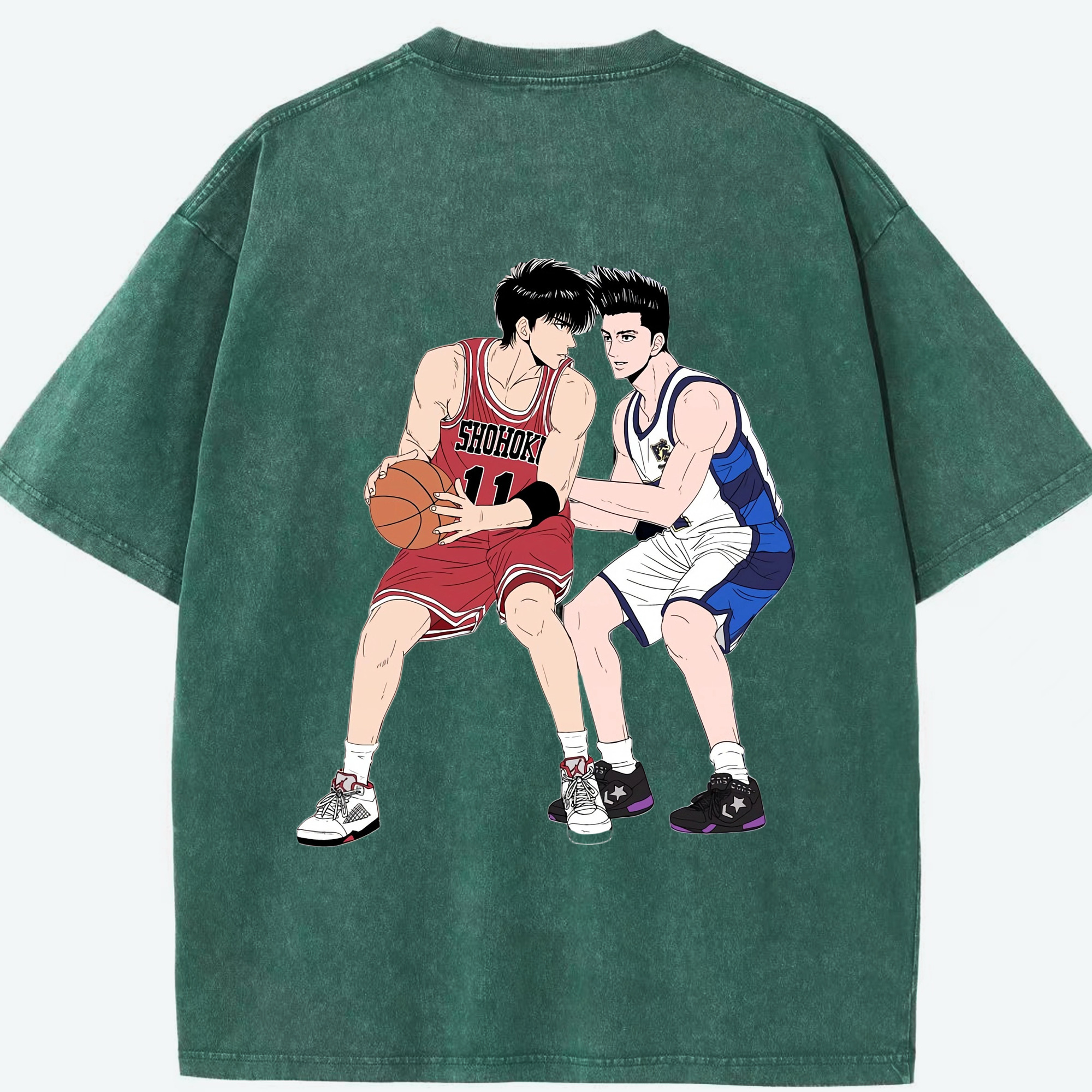 SLAM DUNK／スラムダンク 綿100% ヴィンテージ風 半袖Tシャツ（背面プリント）